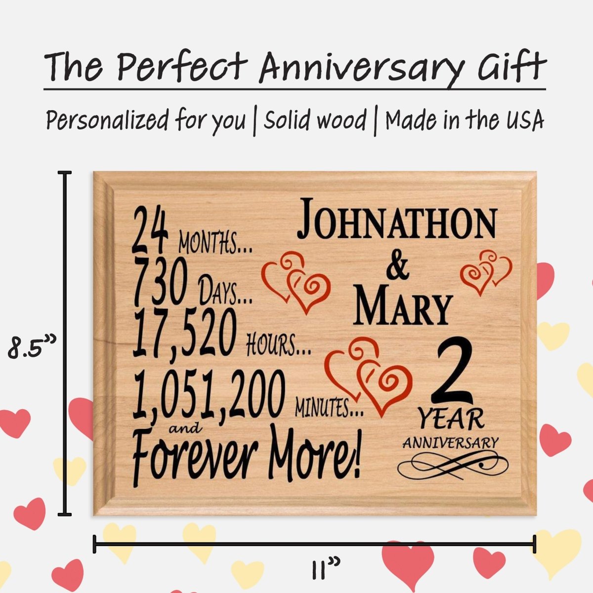 Personalized 2nd Anniversary Gift – Custom Wood Keepsake for Husband, Wife, or Couple