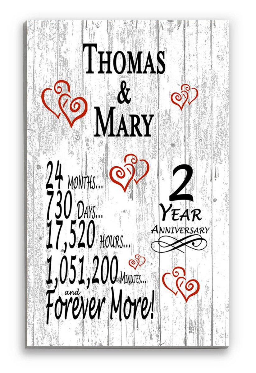 2 Year Anniversary Gift – Personalized 2nd Anniversary Plaque with Custom Names