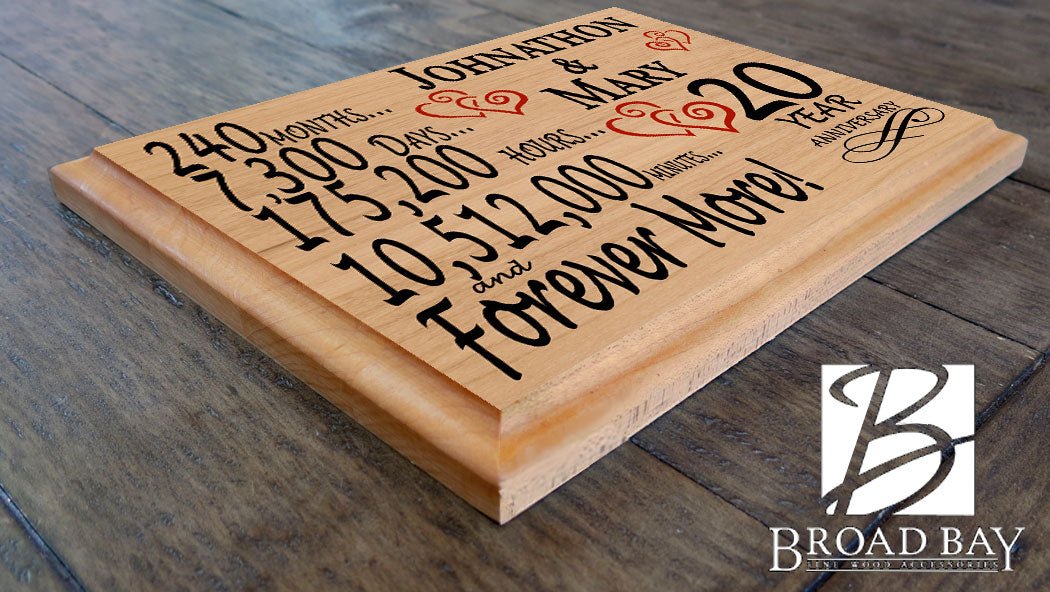 Personalized 20th Anniversary Gift – Custom Wood Keepsake for Husband, Wife, or Couple