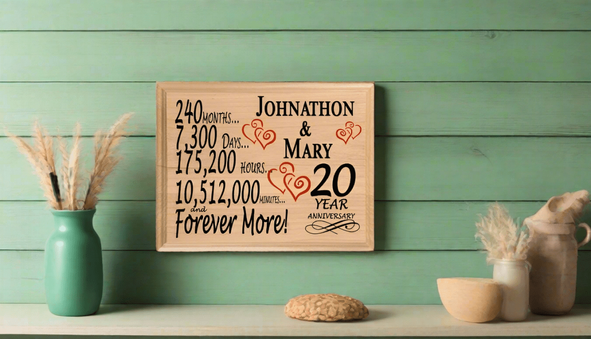 Personalized 20th Anniversary Gift – Custom Wood Keepsake for Husband, Wife, or Couple