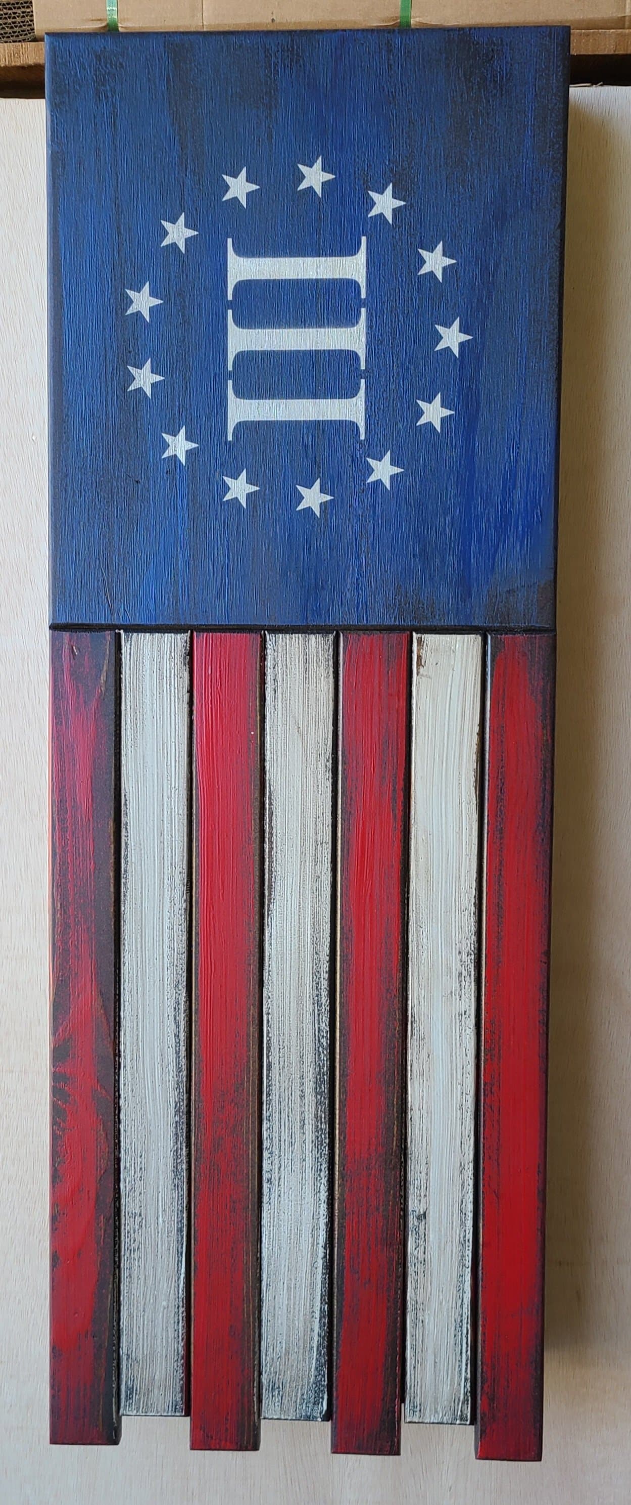 Long Slim “Half” American Flag Wooden Gun Storage Case