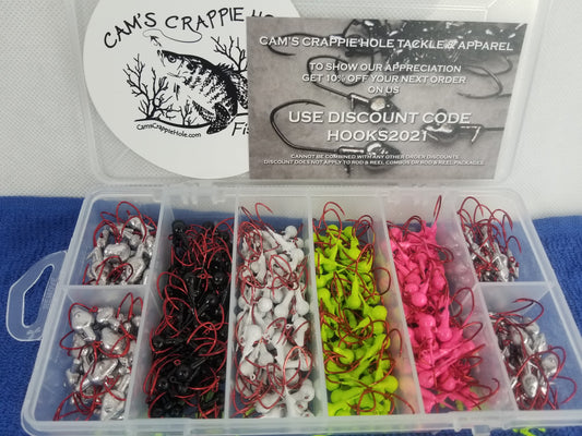 Cam's 120pc. Hand Painted 1/16 #2 Red "Nasty Bend Hooks" Jighead Assortment Kit