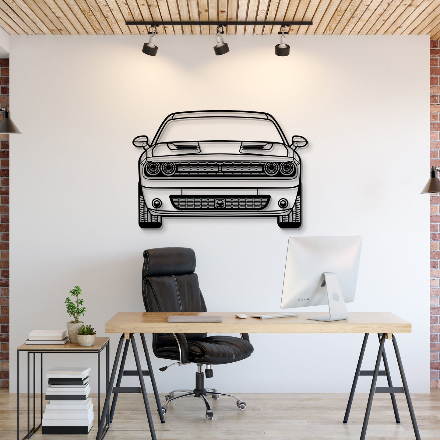 2021 Challenger Front View Metal Car Wall Art - MT1342