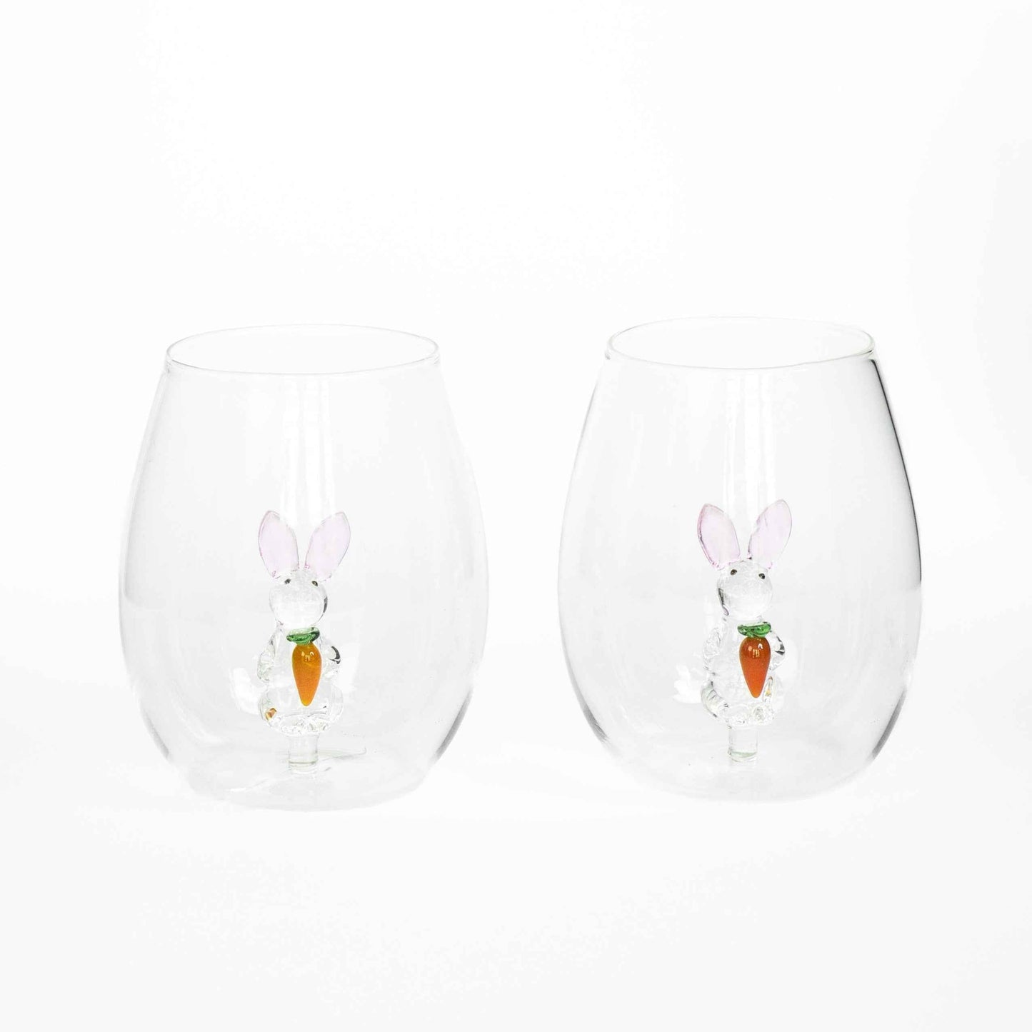 3D Easter Bunny Stemless Wine Glasses