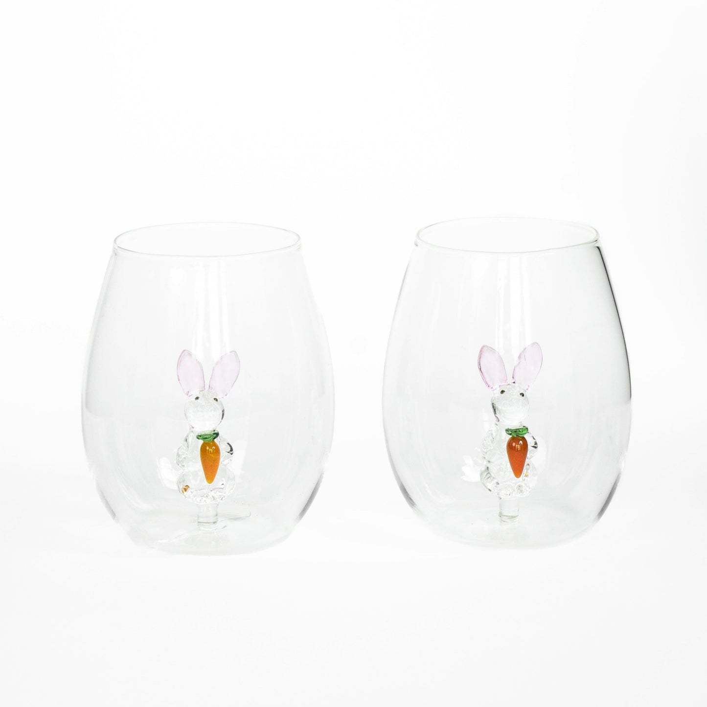 3D Easter Bunny Stemless Wine Glasses