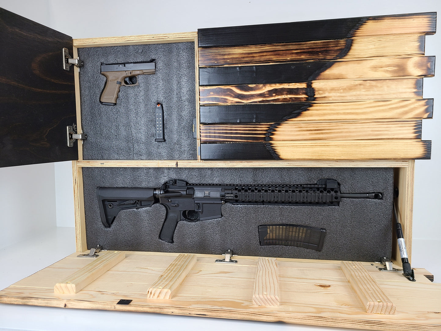 Premium 2 Compartment Gun Case - Half Flag & Half Logo Designs