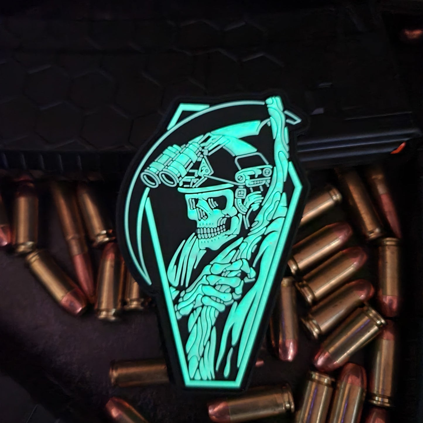 GITD Reaper - 4" x 3" PVC Velcro Morale Patch