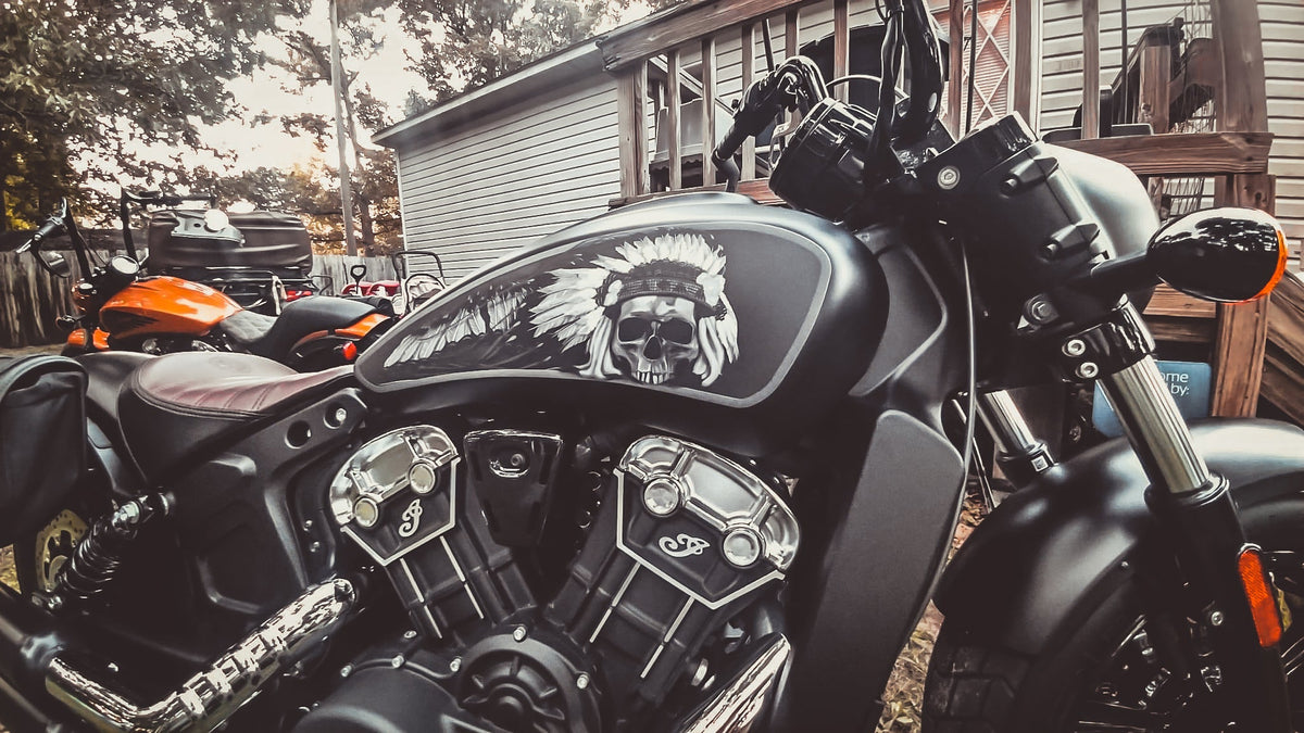 NEW Skull Warbonnet - Indian Scout (2014-2024) - Full Tank B&W