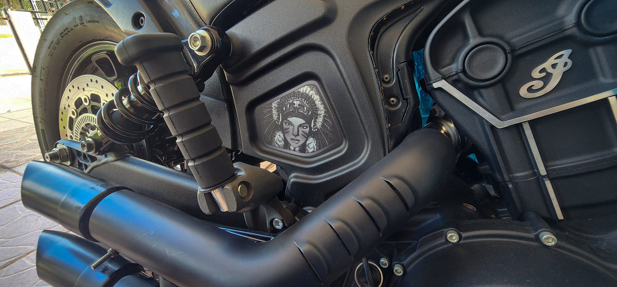 Indian Scout Mid-Frame Insert - Female Warbonnet 123 B&W