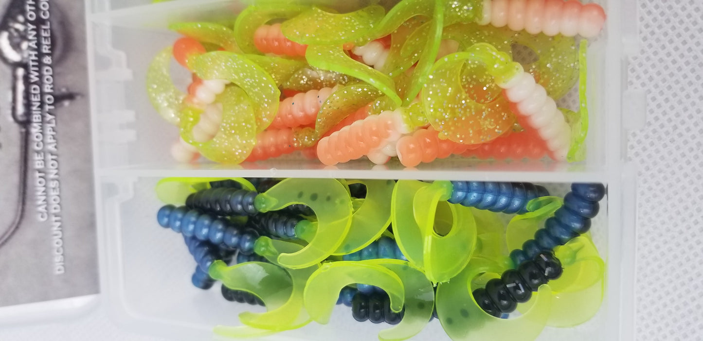 Cam's 3 in 1 Kit Combo [270pc.] Hand Painted Assortment "Nasty Bend Hooks" & All Plastic Curly Tail & Stinger Shad [Hologram Flake] Assortment Kit