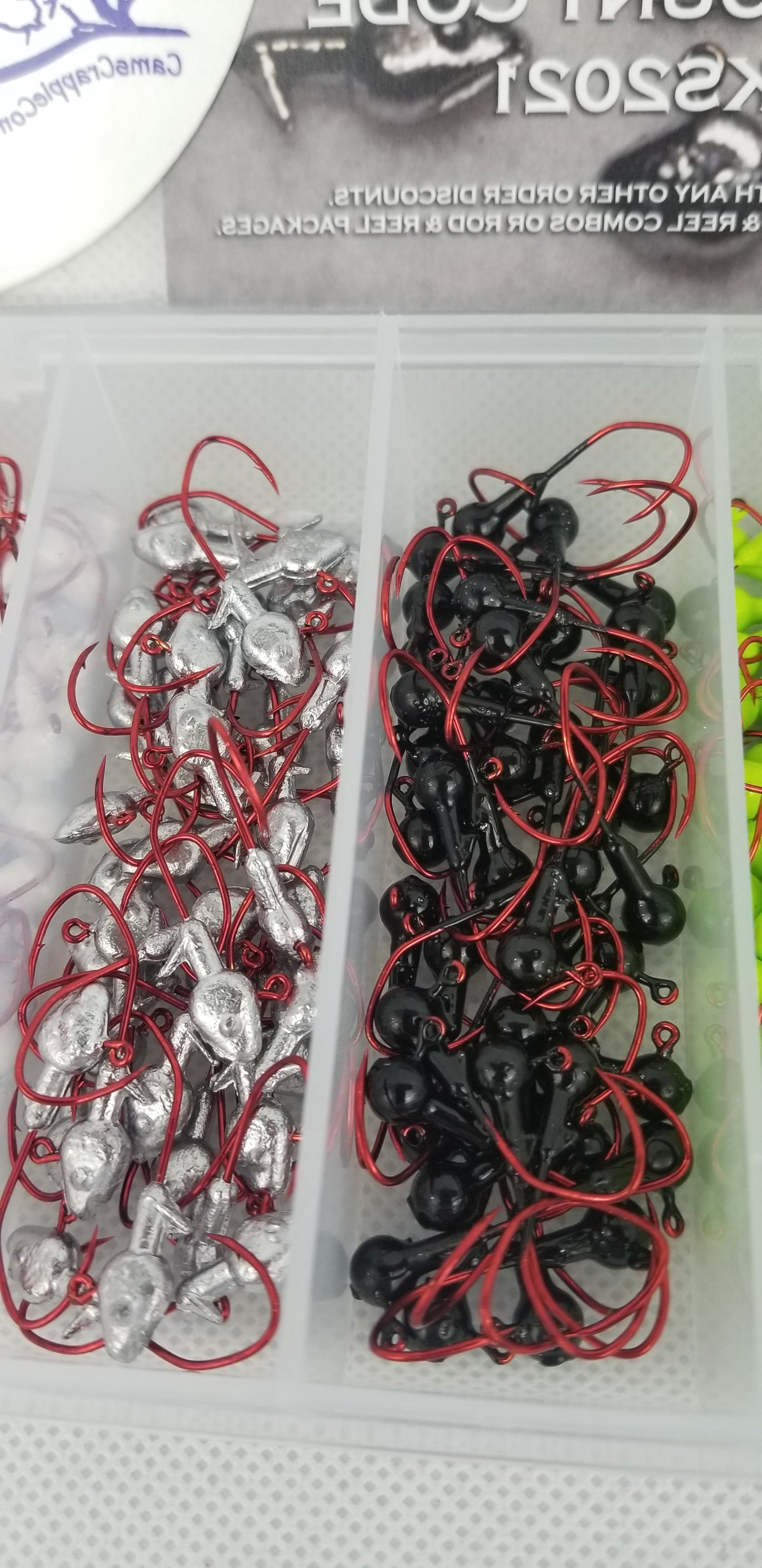 Cam's 3 in 1 Kit Combo [270pc.] Hand Painted Assortment "Nasty Bend Hooks" & All Plastic Curly Tail & Stinger Shad [Hologram Flake] Assortment Kit