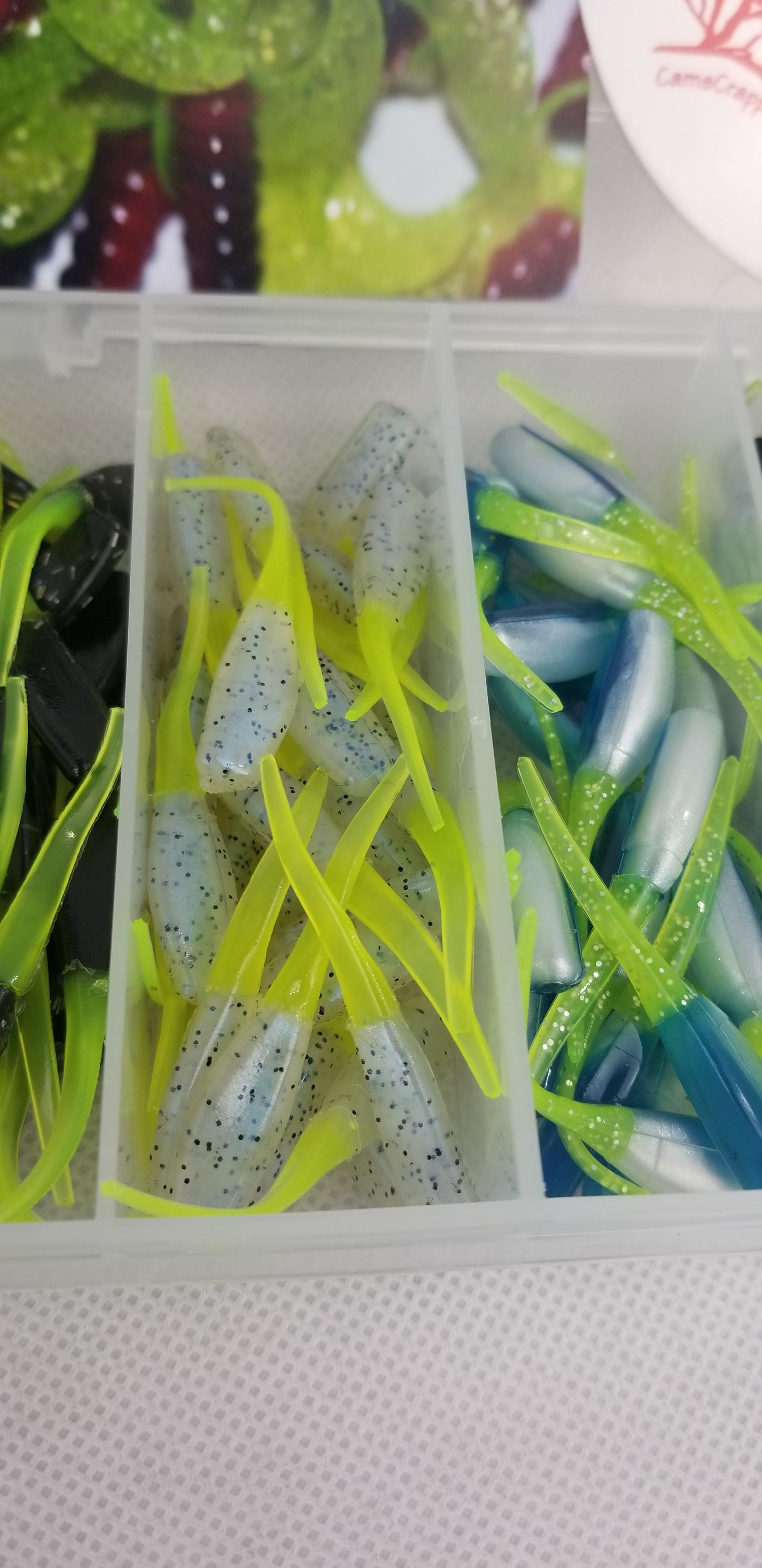 Cam's 3 in 1 Kit Combo [270pc.] Hand Painted Assortment "Nasty Bend Hooks" & All Plastic Curly Tail & Stinger Shad [Hologram Flake] Assortment Kit