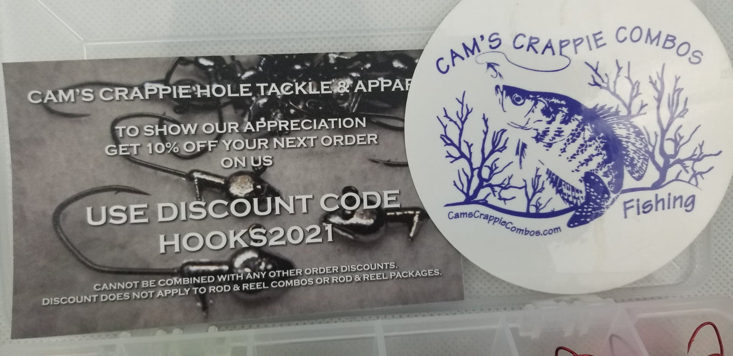 Cam's 3 in 1 Kit Combo [270pc.] Hand Painted Assortment "Nasty Bend Hooks" & All Plastic Curly Tail & Stinger Shad [Hologram Flake] Assortment Kit