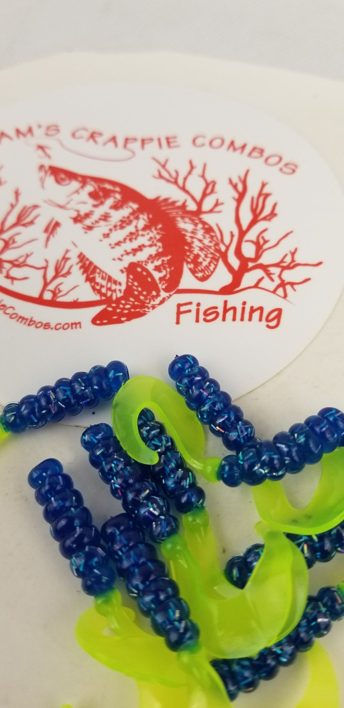 Cam's 2"(HOLOGRAM FLAKE) FIREBALL BLUE 35pc  Curly Tail Crappie Soft Jigs  [A Cam's Exclusive]