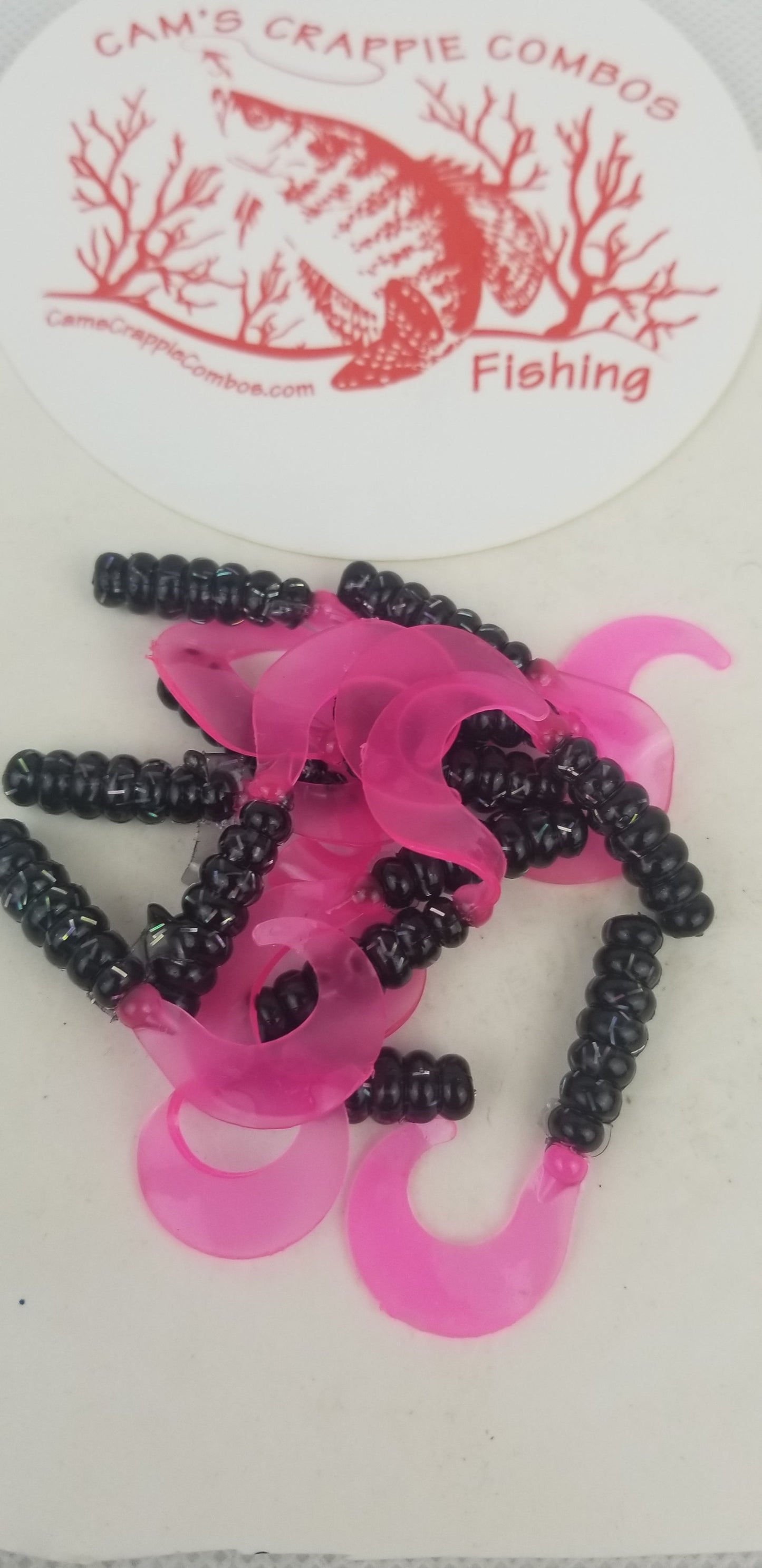 Cam's 2" BLACK BLAZE (HOLOGRAM FLAKE)  Curly Tail Grub 35pc  Crappie Soft Jigs  [A Cam's Exclusive]