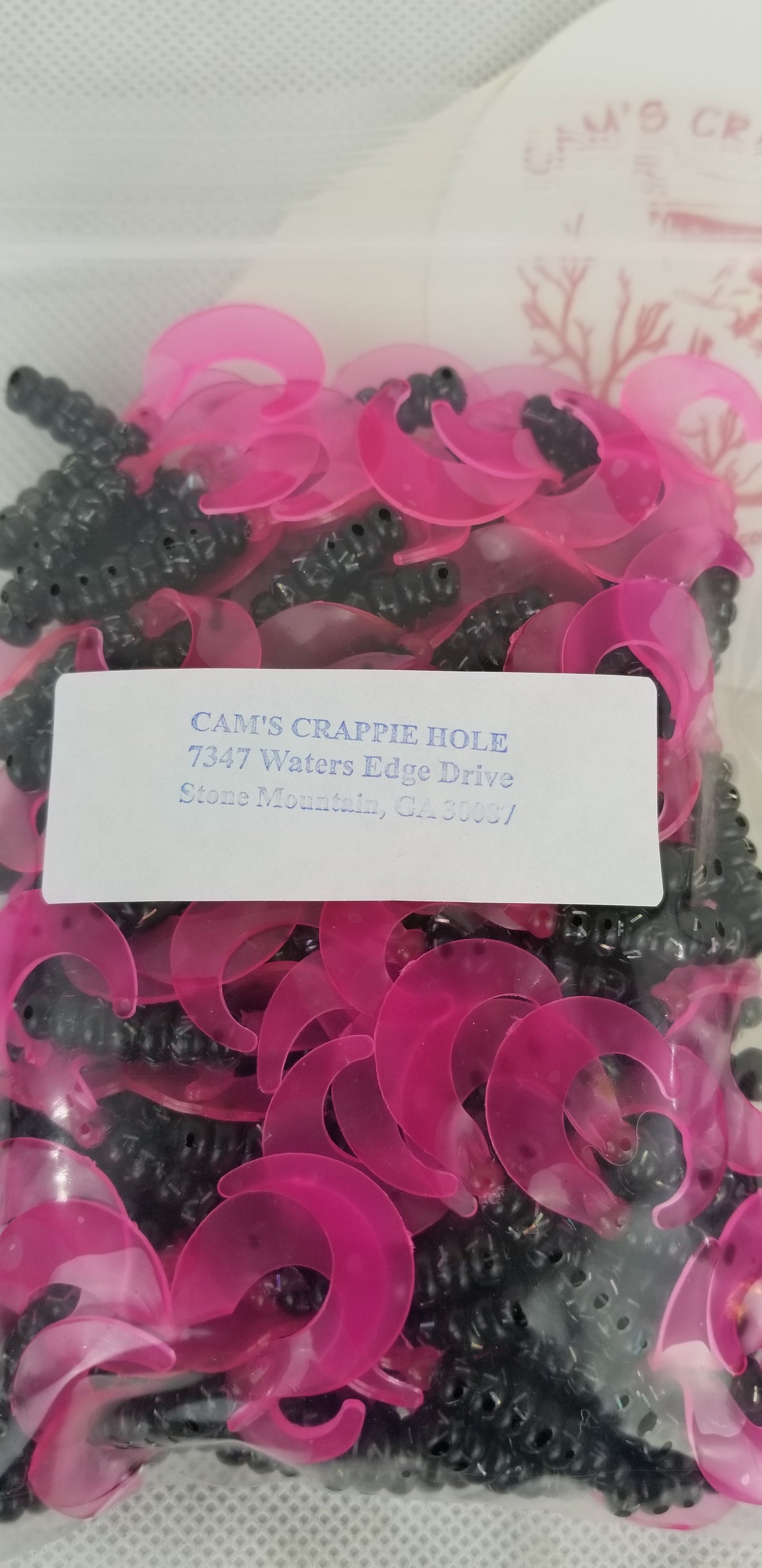 Cam's 2" BLACK BLAZE (HOLOGRAM FLAKE)  Curly Tail Grub 100pc  Crappie Soft Jigs  [A Cam's Exclusive]