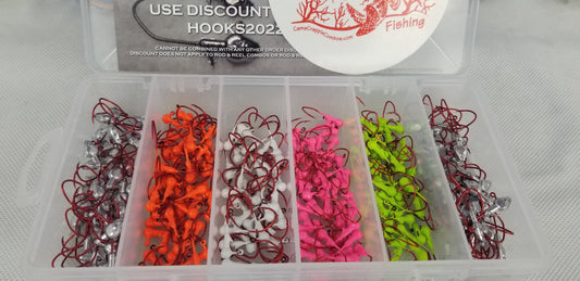 Cam's 180pc. Hand Painted Assortment 1/32 "Nasty Bend Hooks" Jighead Kit