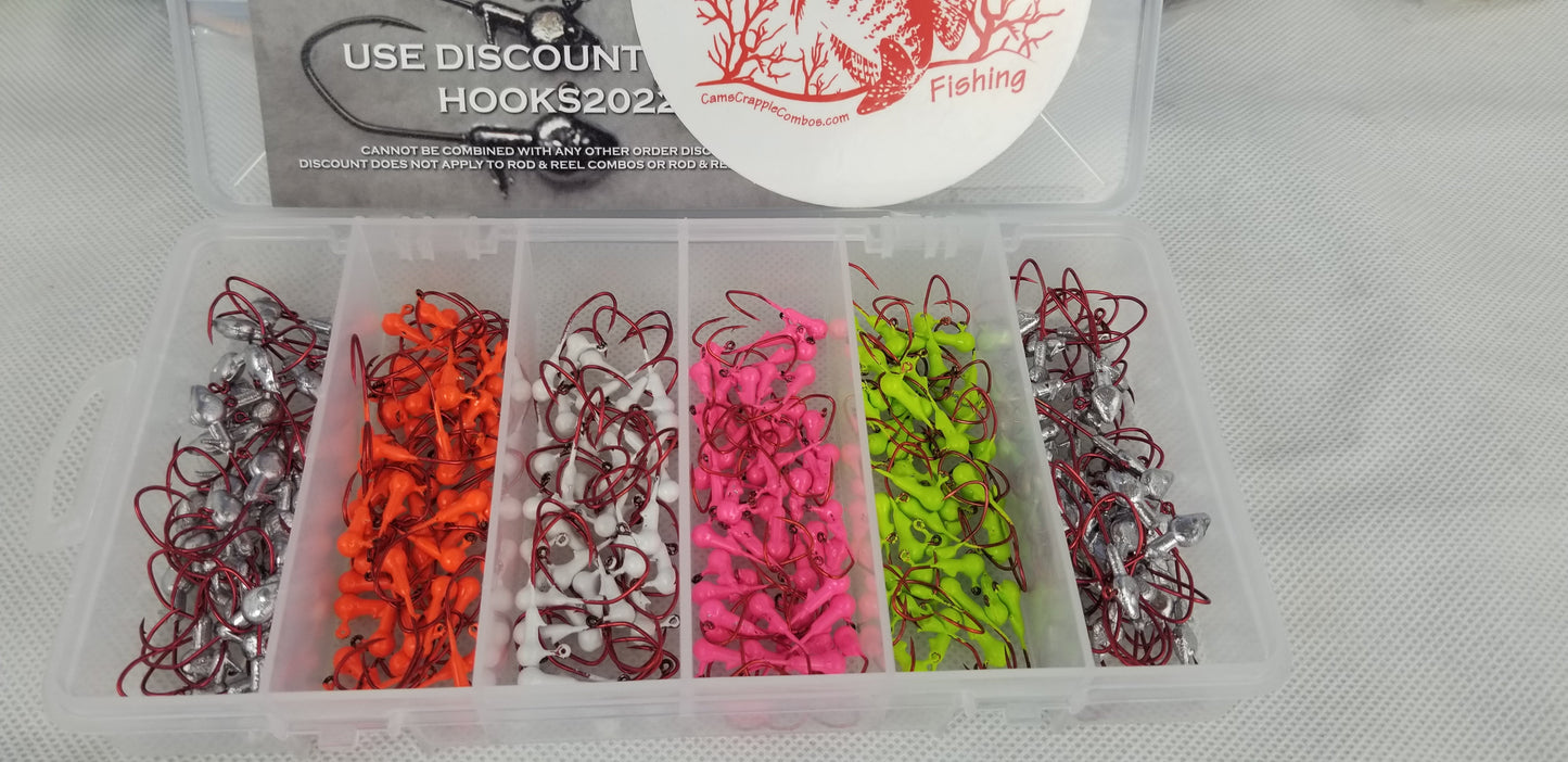 Cam's 180pc. Hand Painted Assortment 1/32 "Nasty Bend Hooks" Jighead Kit