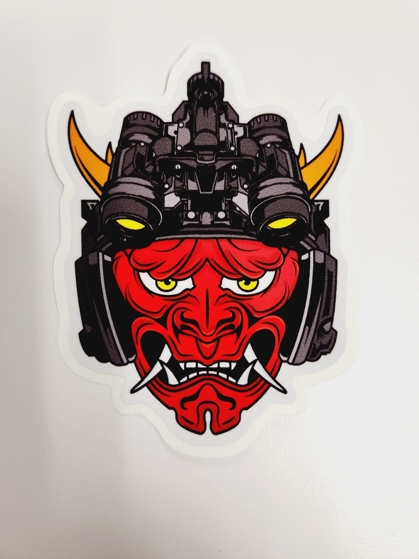 STICKER - Tactical Oni Samurai with Night Vision Goggles Slap - Unleash Fear and Strength