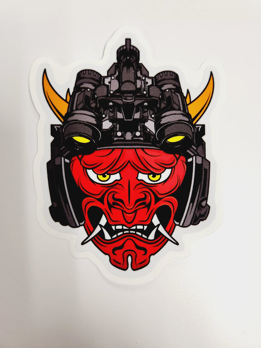 STICKER - Tactical Oni Samurai with Night Vision Goggles Slap - Unleash Fear and Strength