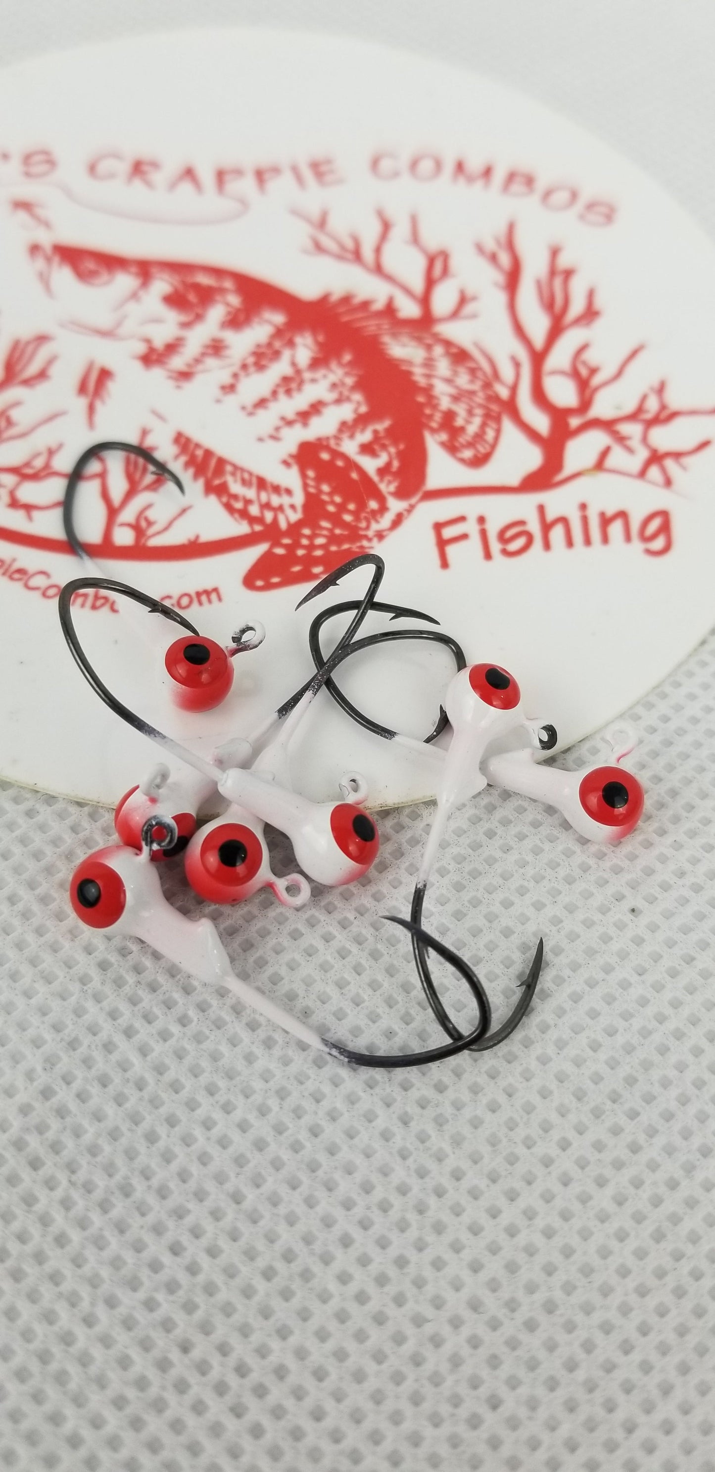 Cam's 30ct.  White & Black (1/16 #2 Nasty Bend Hook) Life Like Double Paint Jig Head