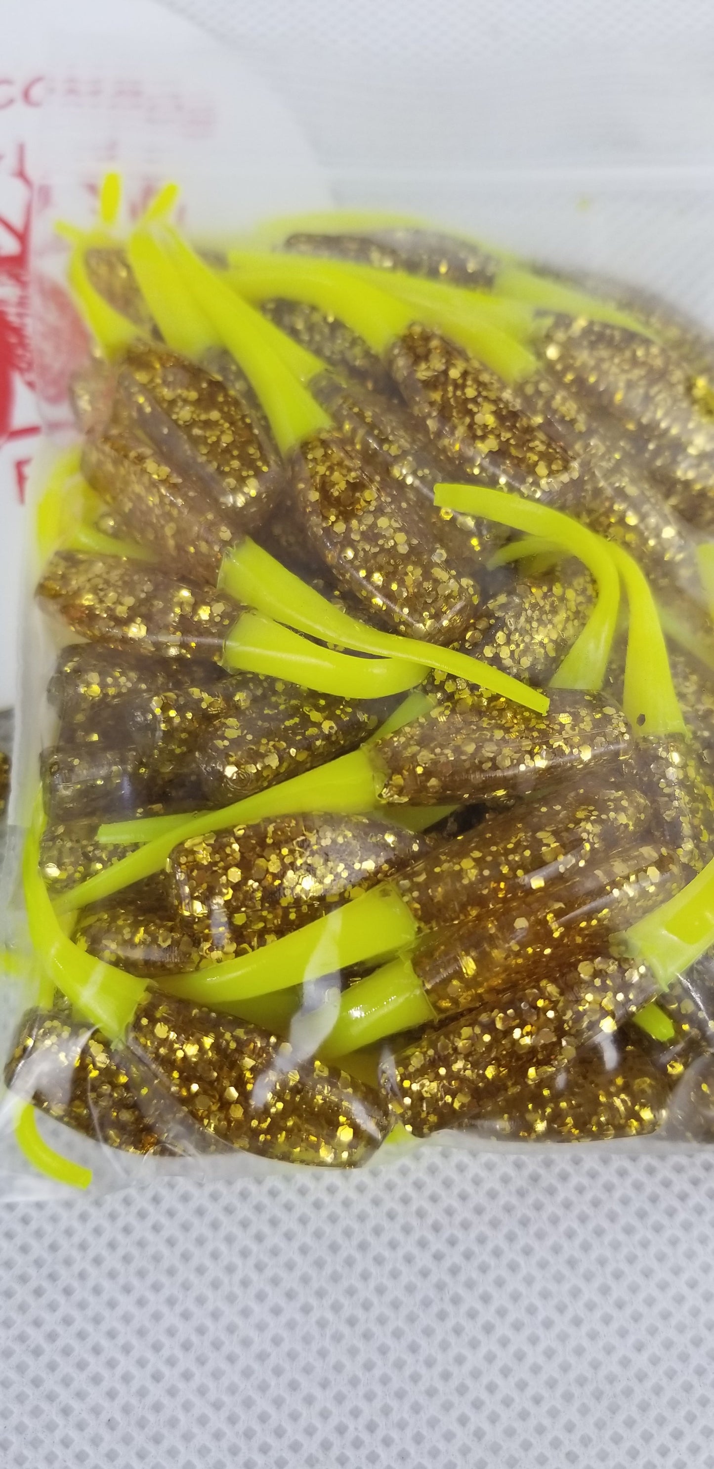 CAM'S 100pc 2" "GOLDFINGER" HOLOGRAM FLAKE STINGER SHAD JIG (EXCLUSIVE)