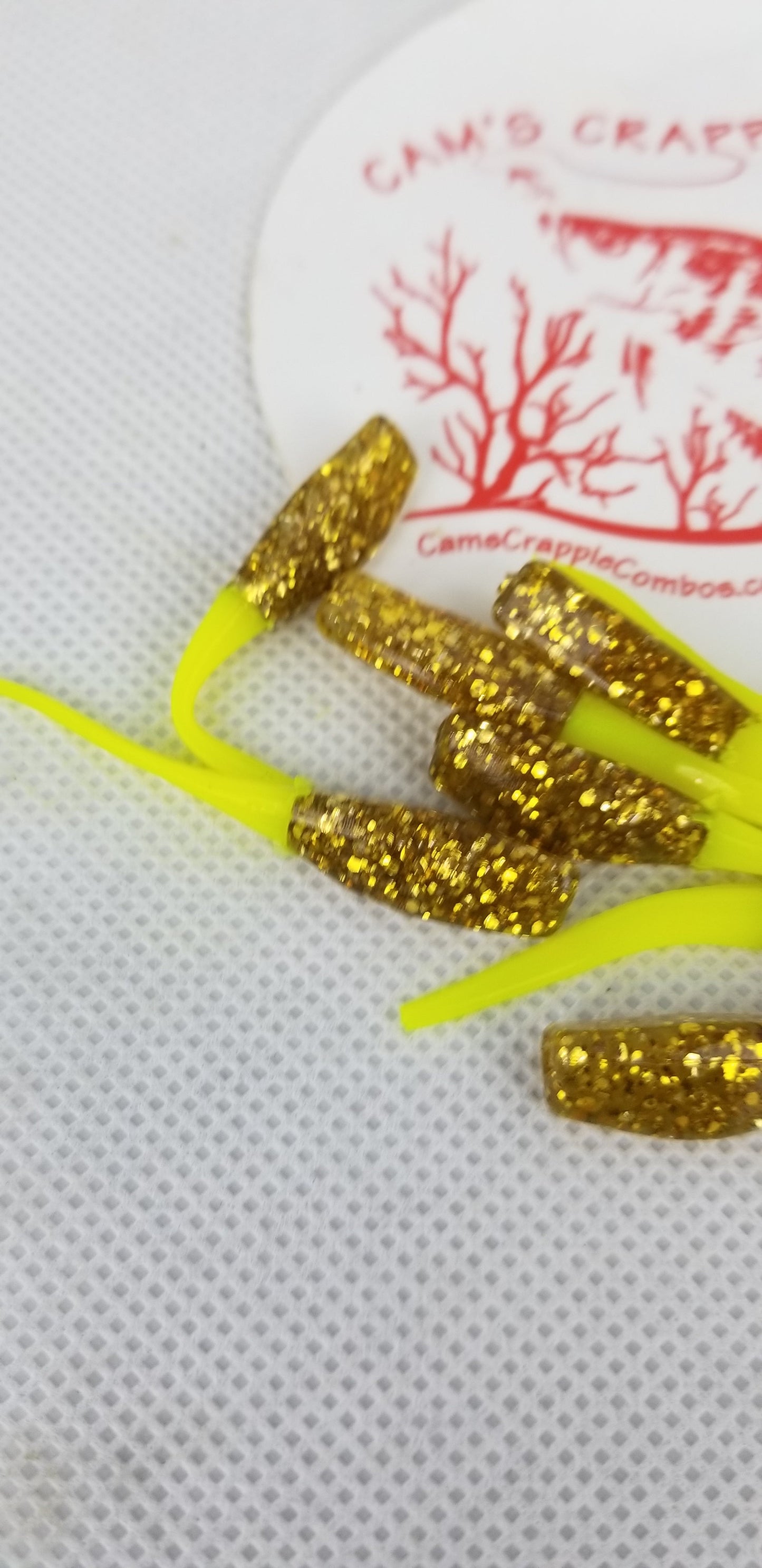 CAM'S 100pc 2" "GOLDFINGER" HOLOGRAM FLAKE STINGER SHAD JIG (EXCLUSIVE)