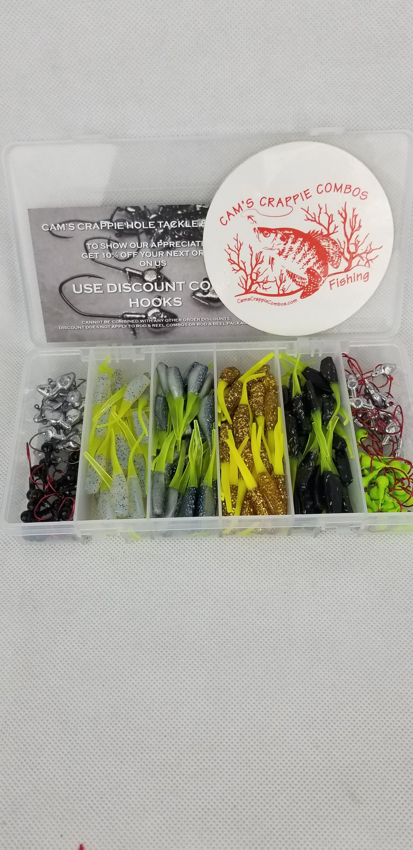 2025 New Cam's Complete Hooks & Plastics "GOLDFINGER" Stinger Shad Plastics [Hologram Flake] Assortment Package Kit