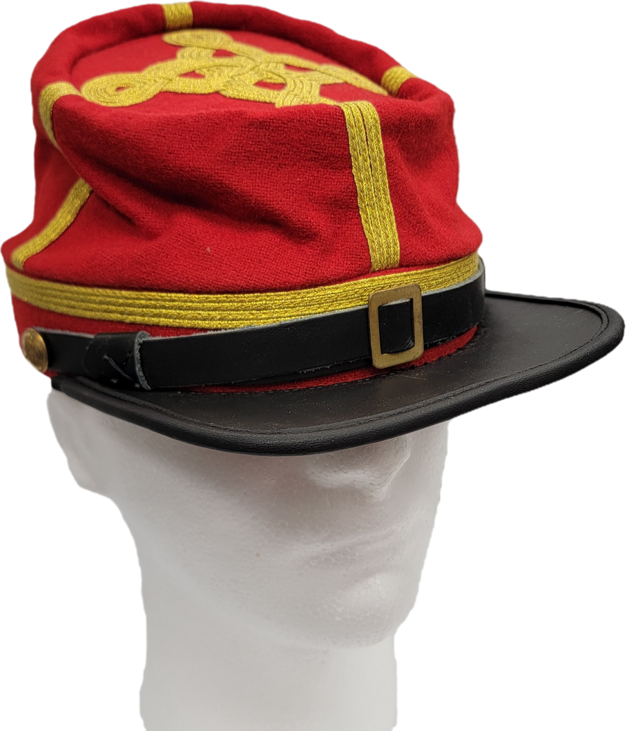 Civil War Kepi Officer Cap CSA with Quatrefoil Design - RED
