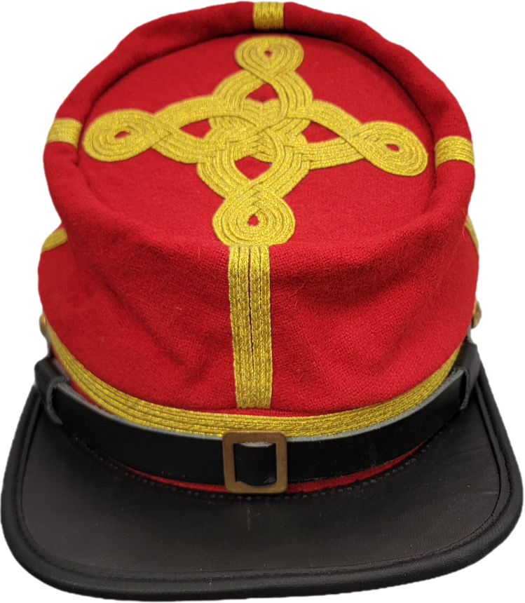 Civil War Kepi Officer Cap CSA with Quatrefoil Design - RED
