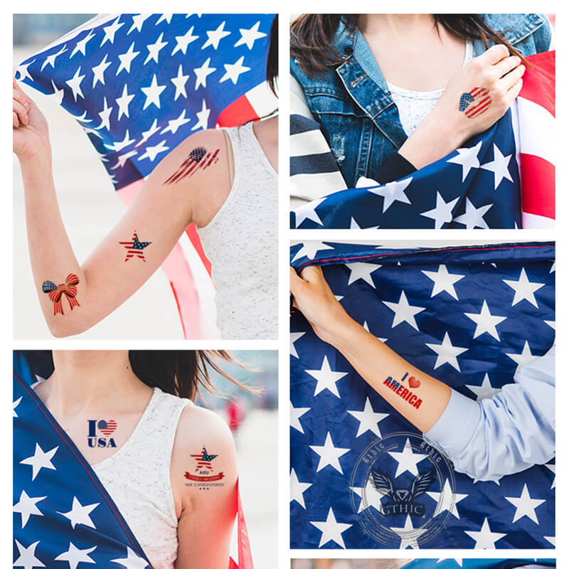 20 Pcs Independence Day American Flag Temporary Tattoo Stickers