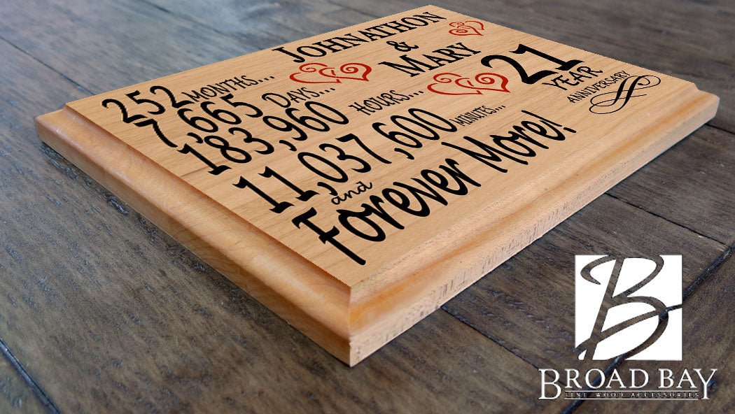 Personalized 21st Anniversary Gift – Custom Wood Keepsake for Husband, Wife, or Couple
