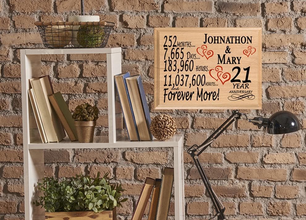 Personalized 21st Anniversary Gift – Custom Wood Keepsake for Husband, Wife, or Couple