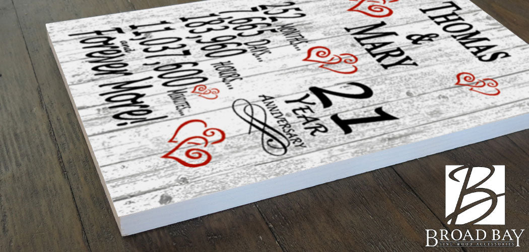 21 Year Anniversary Gift – Personalized 21st Anniversary Plaque with Custom Names