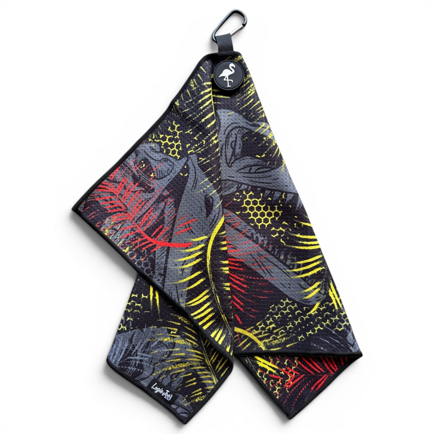 Jurassic Fairway Golf Towel | 24” x 16” Microfiber Towel | Magnetic Clip & Carabiner | Premium Golf Accessory