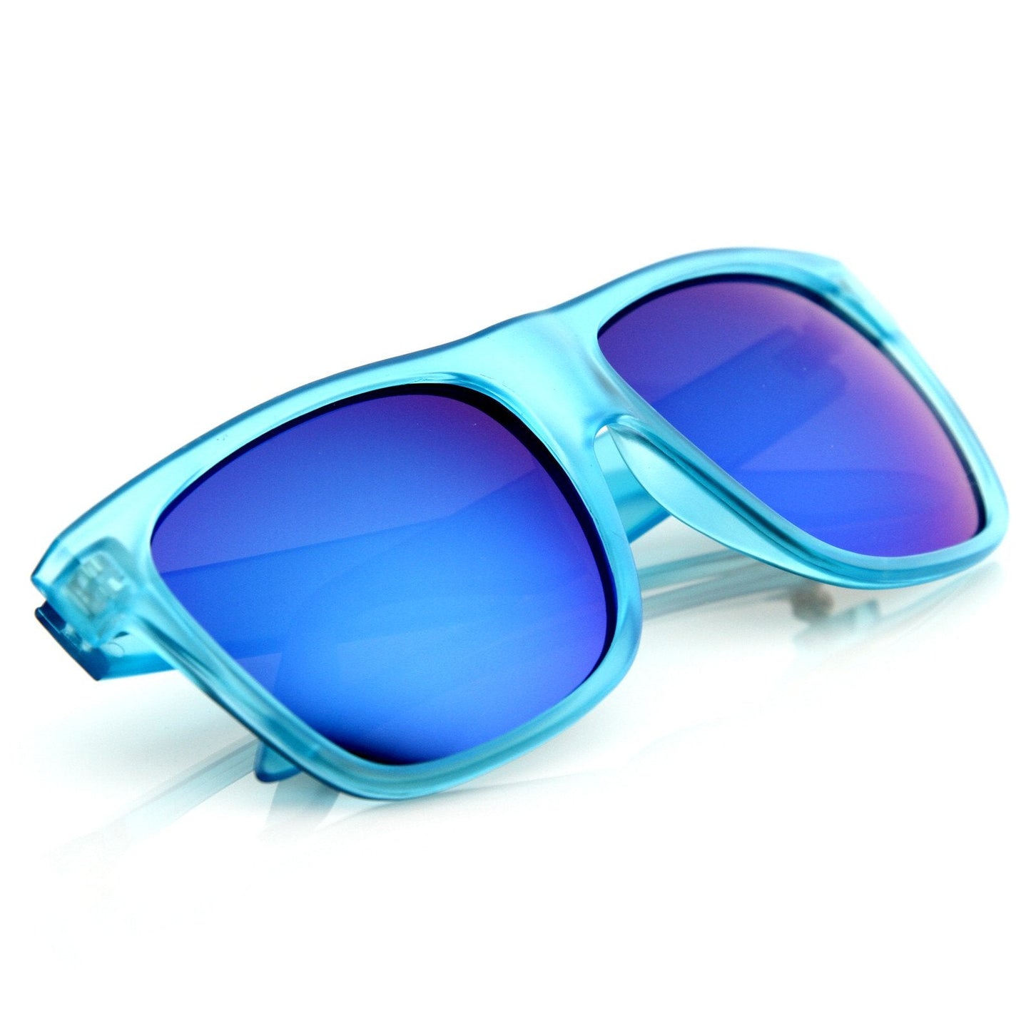 Frosted Retro Flat Top Candy Color Mirrored Lens Sunglasses 8610