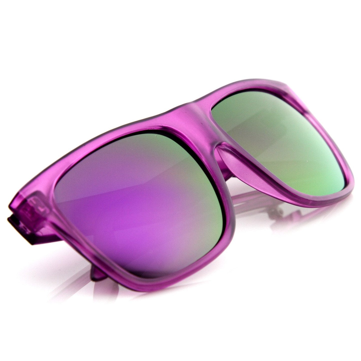 Frosted Retro Flat Top Candy Color Mirrored Lens Sunglasses 8610