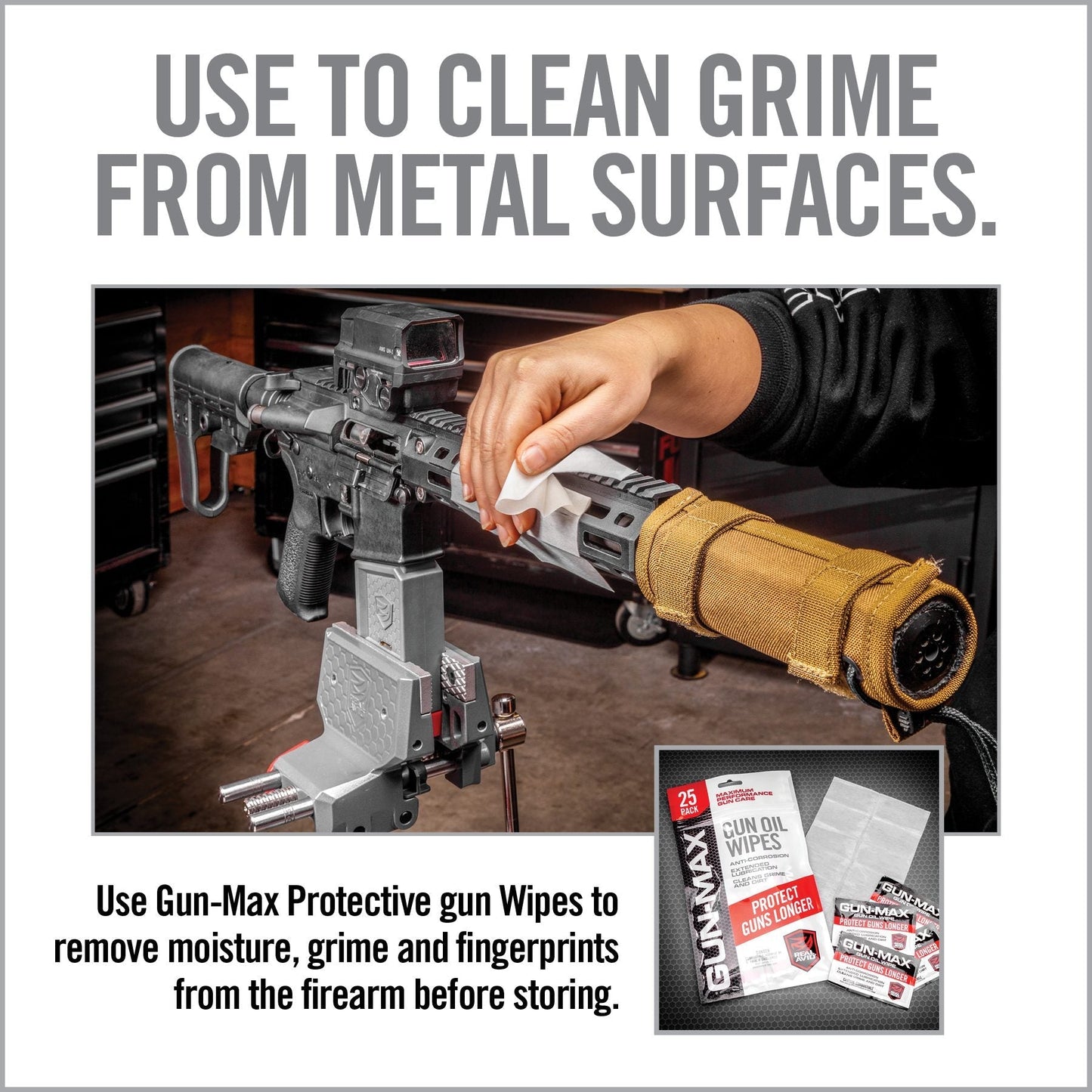 Gun-Max Gun Oil Wipes – 25 Pack