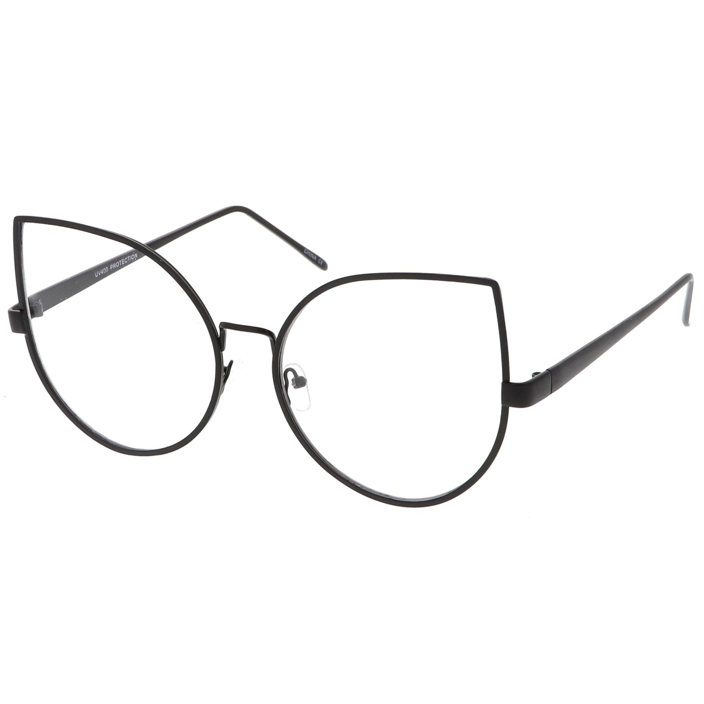 Blue Light Filtering Women's Oversize Modern Clear Flat Lens Cat Eye Glasses C337