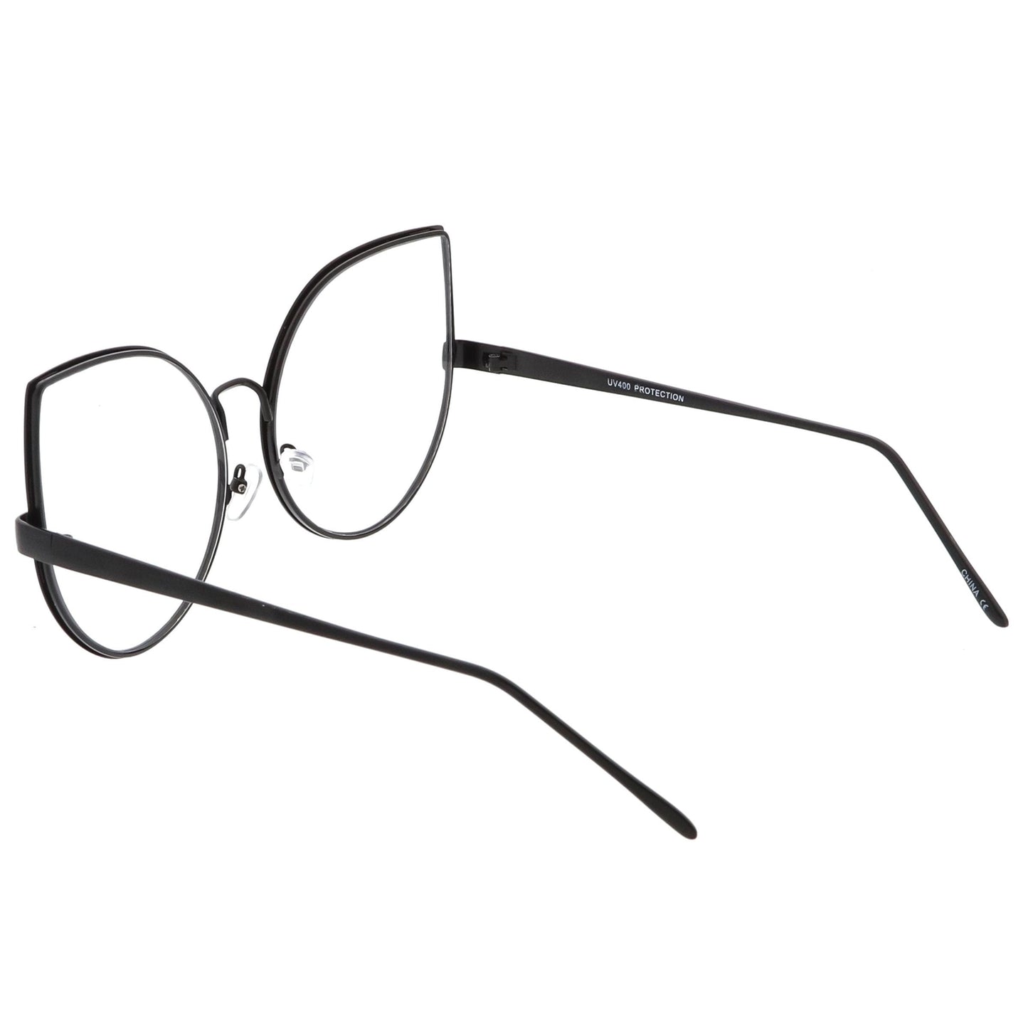 Blue Light Filtering Women's Oversize Modern Clear Flat Lens Cat Eye Glasses C337