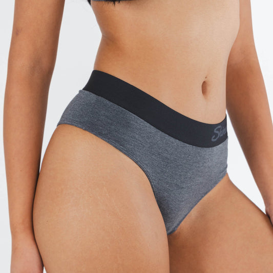 The Basalt | Heather Charcoal Cheeky Underwear with Waistband