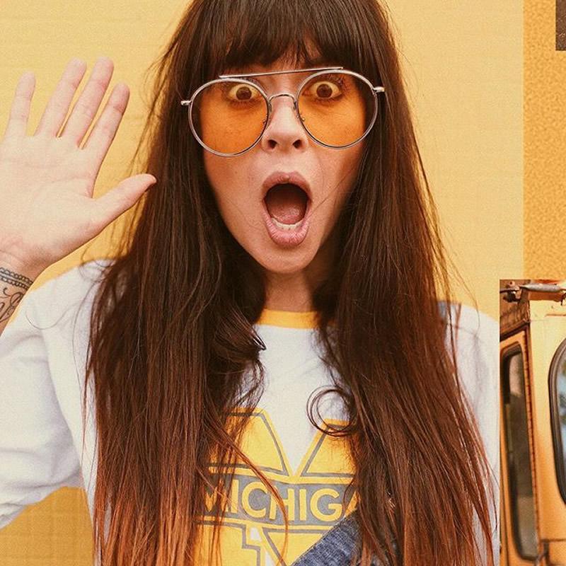 Modern Slim Round Color Tone Aviator Sunglasses A871