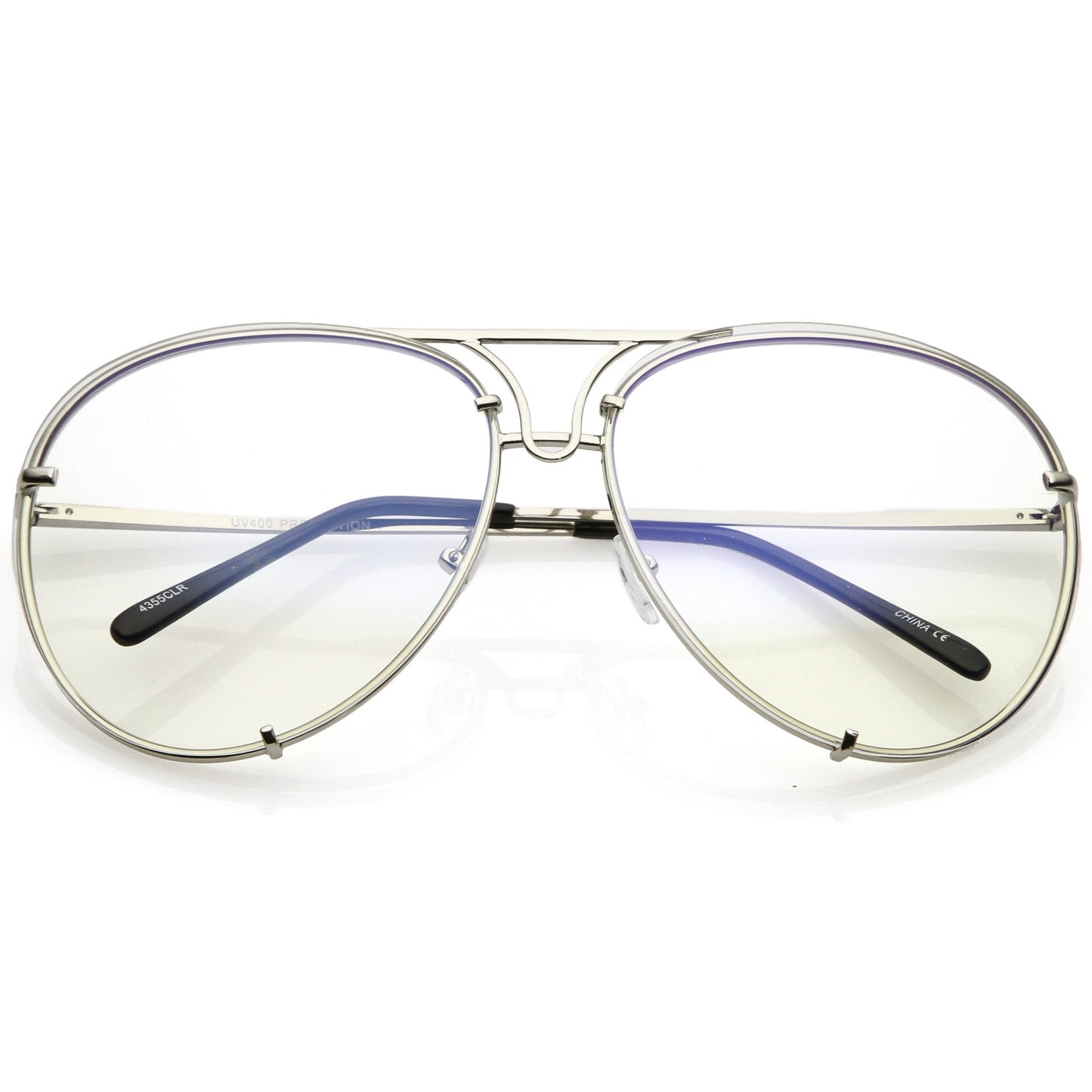 Oversize Industrial Design Clear Flat Lens Aviator Glasses C155