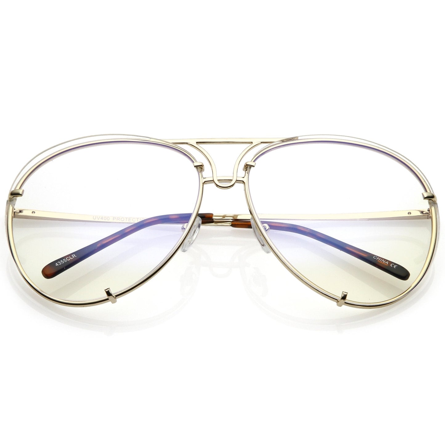 Oversize Industrial Design Clear Flat Lens Aviator Glasses C155