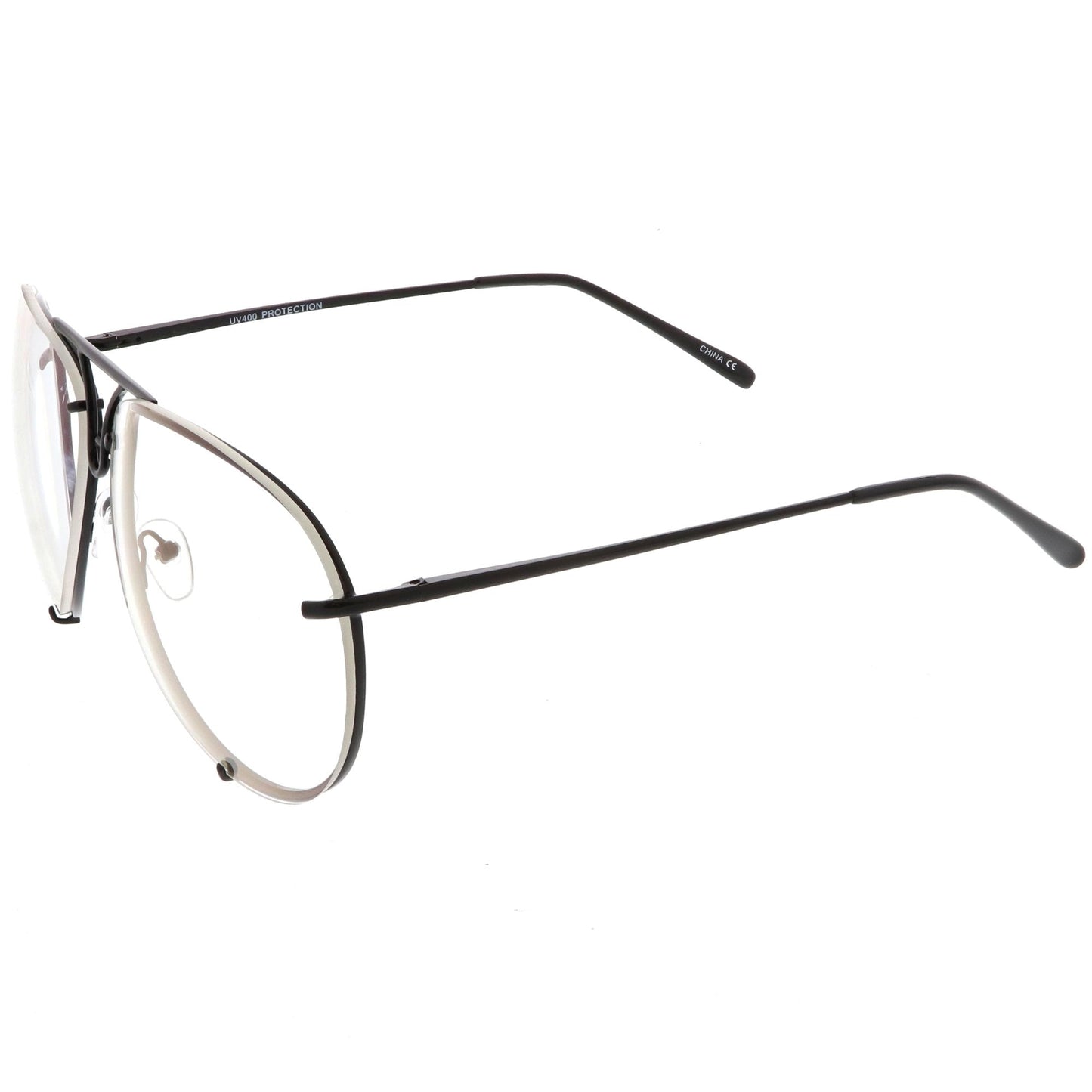 Oversize Industrial Design Clear Flat Lens Aviator Glasses C155