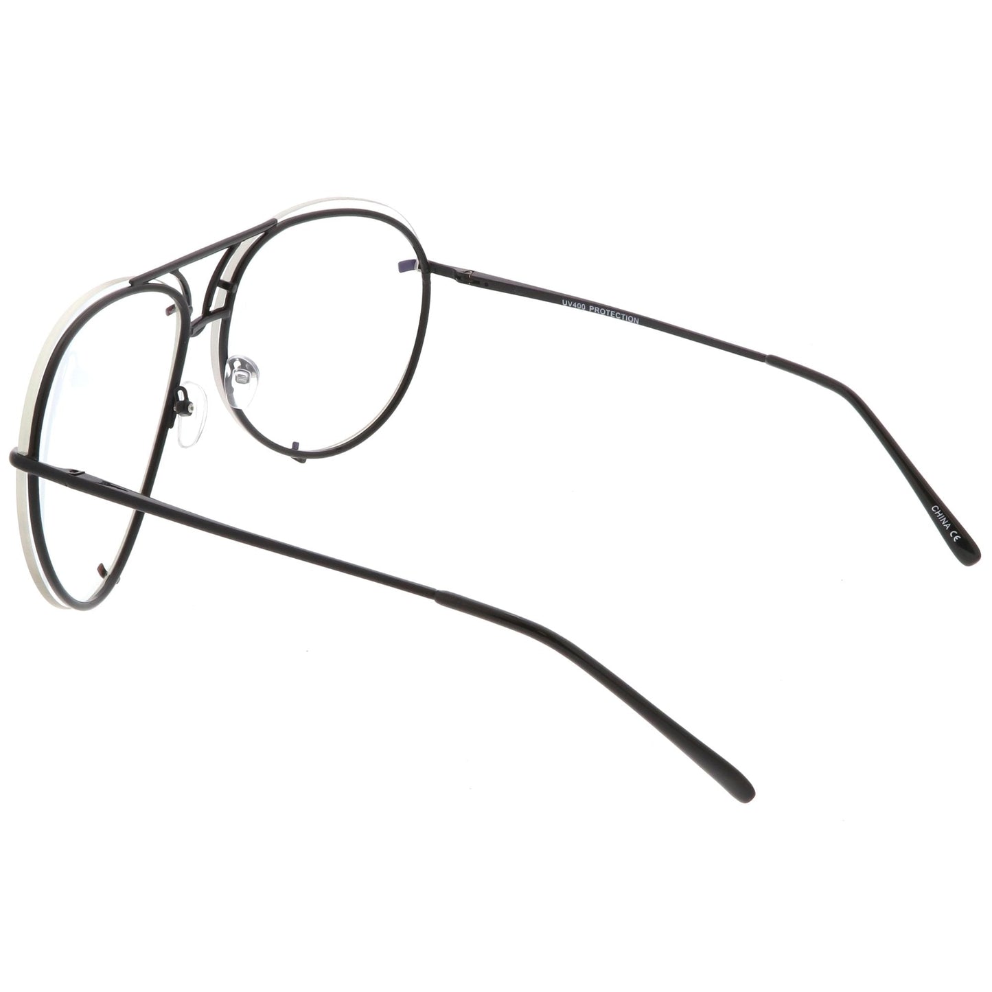 Oversize Industrial Design Clear Flat Lens Aviator Glasses C155