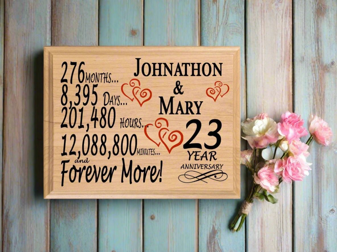 Personalized 23rd Anniversary Gift – Custom Wood Keepsake for Husband, Wife, or Couple