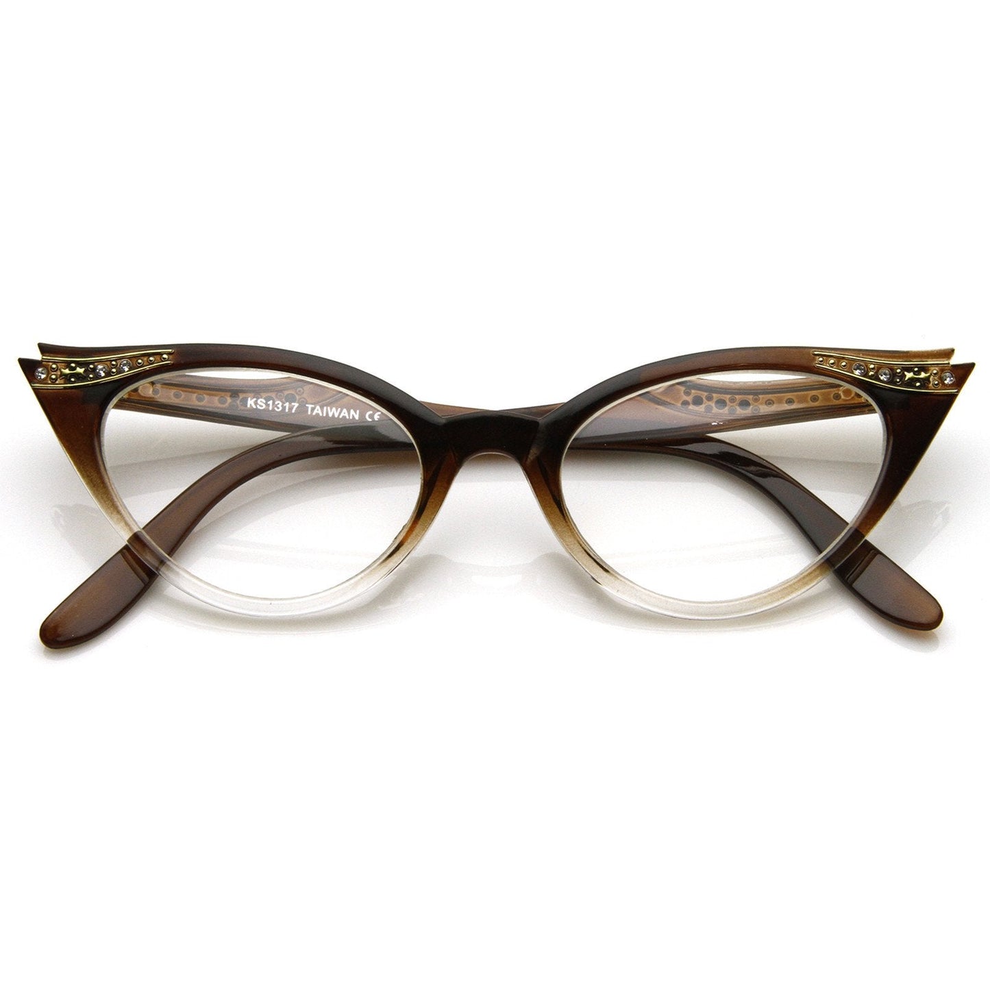 Vintage 1950's Womens Cat Eye Clear Lens Glasses 8783