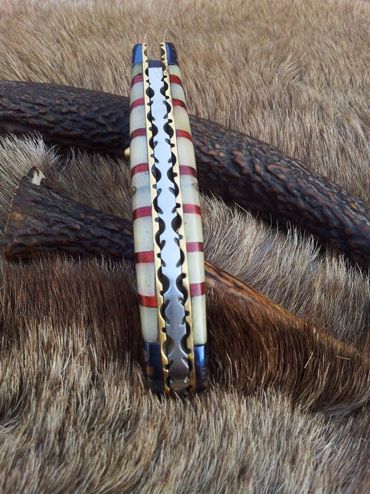 Everyday Carry Damascus Steel Folding Pocket Knife with Laser Engraved Bone Handle