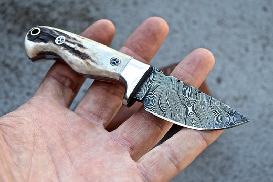 Damascus custom handmade skinning knife